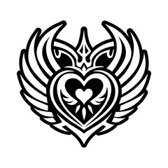 Glyph tattoo icon of a winged heart
