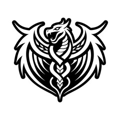 Solid style icon of a winged serpent