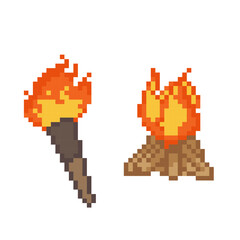 TORCH CAMPFIRE FLAME PIXEL ART