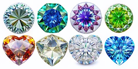 Ten Popular Diamond Shapes: Macro Photography on White