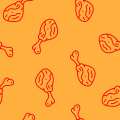 fried chicken seamless pattern background. doodle fried chicken pattern background. Fried chicken doodle pattern. fast food background. Chicken leg pattern. Chicken wings pattern. burger pattern.