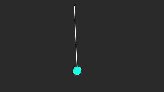 Single pendulum swinging. Pendulum movement animation in black background. Physics, psychology, Oscillation