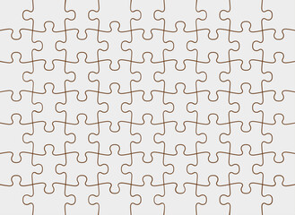 White jigsaw puzzle game texture. Top view.