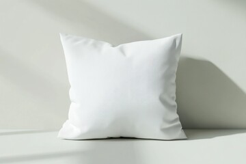 Soft White Pillow on Light Background with Gentle Shadows and Texture