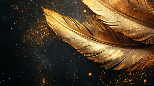 A minimalistic gold feathers and subtle textures, perfect for a branding project