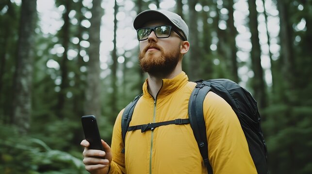 Hiker Enhances Wilderness with Smart Contact for Instant Plant and Trail Identification - Powered by Adobe