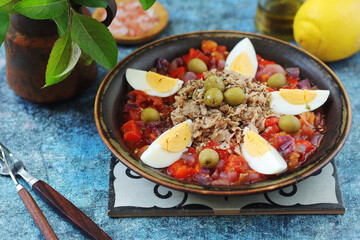 A traditional dish of Tunisian cuisine - Mechouia salad	