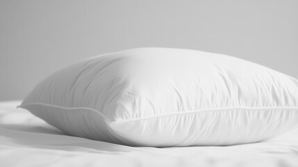 Soft White Pillow on a Bed with Neutral Background