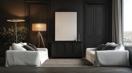 Modern Living Room Interior Design With White Sofas