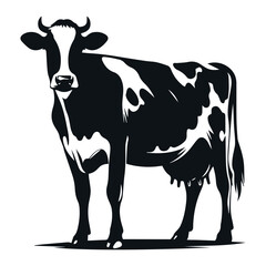 Dairy Cow black silhouette vector isolated on white background

