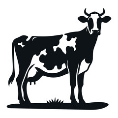 Dairy Cow black silhouette vector isolated on white background
