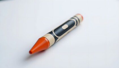 Orange Crayon Closeup Image Stock Photo
