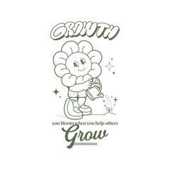 Vector Art Illustration Sunflower Watering Plan