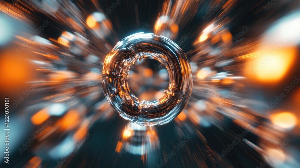 Poster a high-speed capture of neodymium magnets snapping together, with motion blur to illustrate the powe