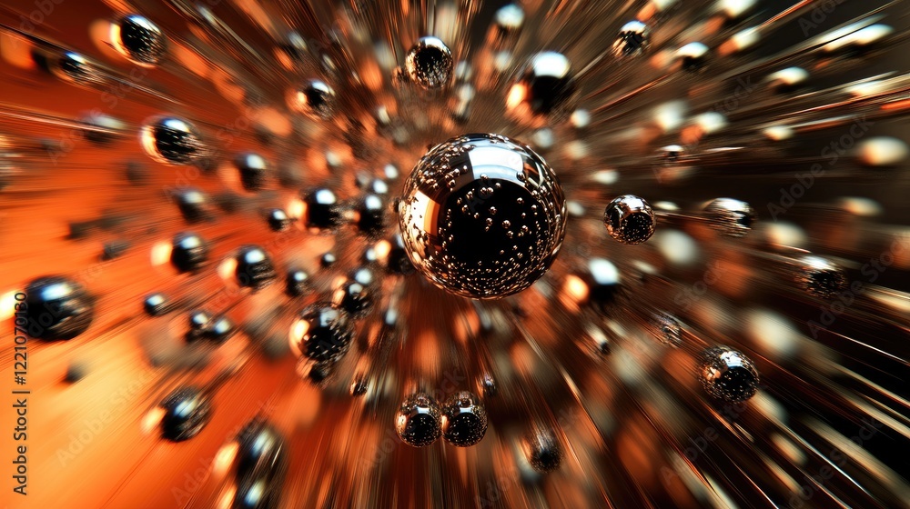 Poster a high-speed capture of neodymium magnets snapping together, with motion blur to illustrate the powe