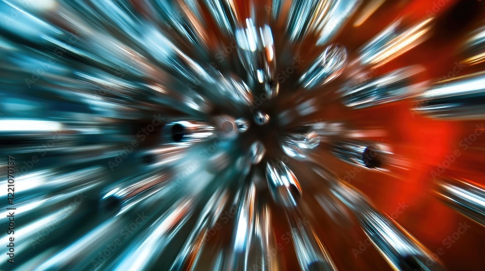 Poster a high-speed capture of neodymium magnets snapping together, with motion blur to illustrate the powe
