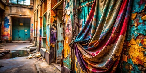 Obraz premium Urban Exploration Photography: Multicolored Fabric Background - Grunge Texture