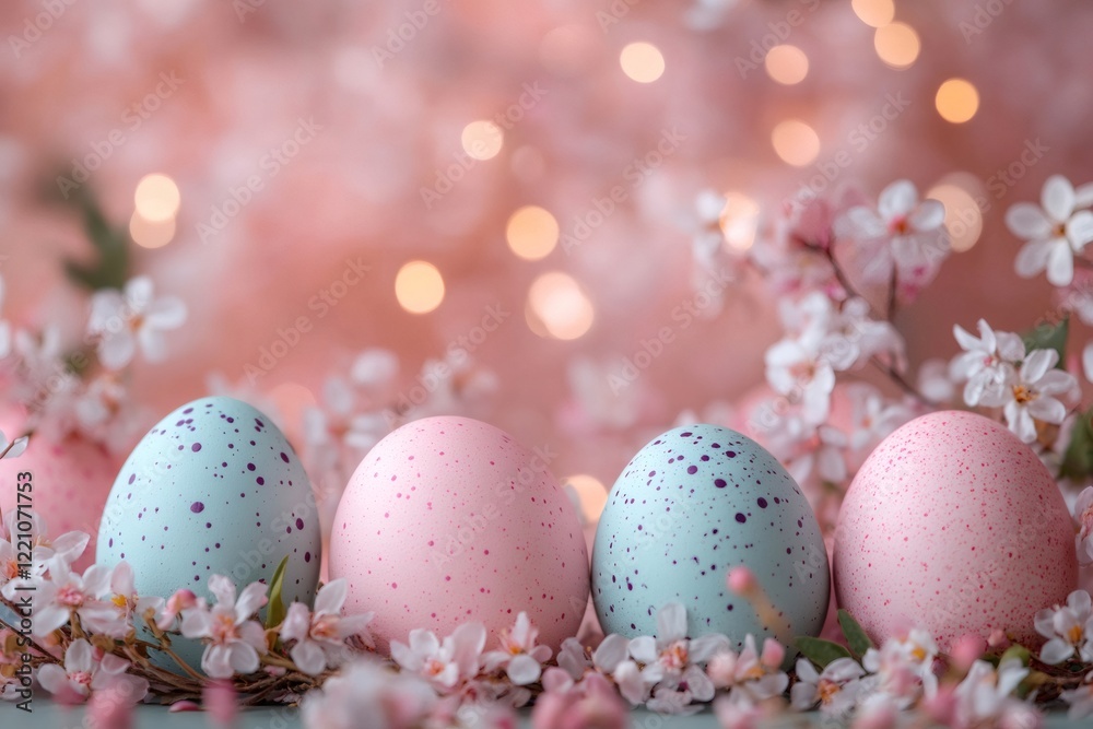 Poster easter eggs and spring flowers creating a festive atmosphere