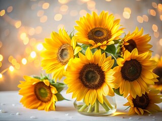 Fototapeta premium Vibrant Sunflower Bouquet on Pristine White Background - Stock Photo