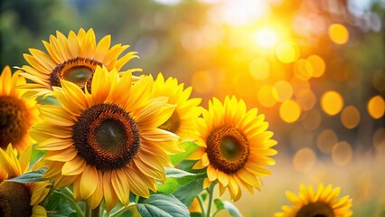 Fototapeta premium Vibrant Sunflower Bouquet with Copyspace: Summer Floral Arrangement