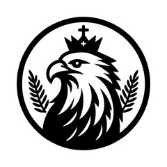 simple vector icon of eagle head with crown