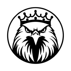 majestic eagle with crown on head simple vector logo