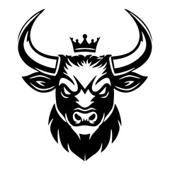 bull with crown on head mighty simple vector logo