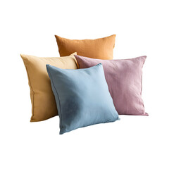 Organic Cotton Throw Pillows in Calming Colors Isolated on Transparent Background