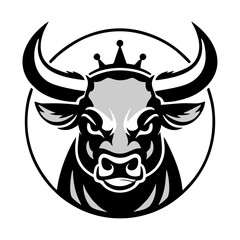 bull with crown on head mighty simple vector logo