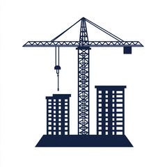 A construction tower crane lifting a construction materials above houses symbolizing construction or renovation.
