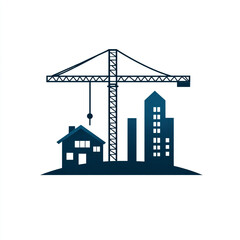 Obraz premium A construction tower crane lifting a construction materials above houses symbolizing construction or renovation. 