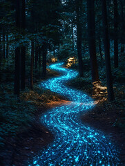 Fototapeta premium Technology and nature, holographic data stream