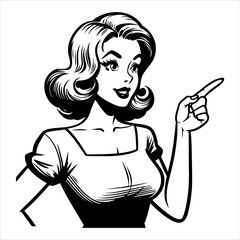 Vintage retro woman pointing ...