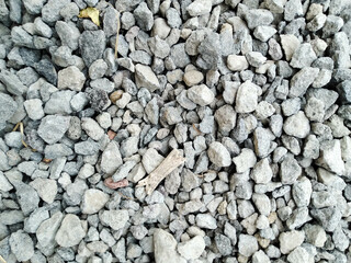 Gravel
Pile of gray pebbles for building material