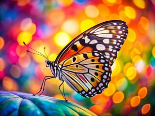 Vibrant Butterfly with Polka Dot Wings - Copy Space Left