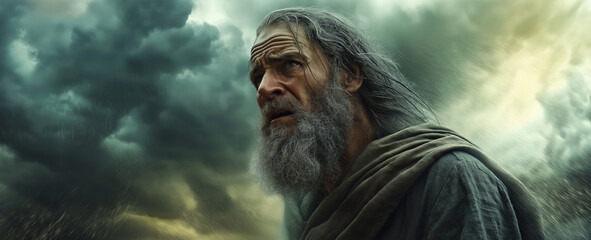 God Speaking to Job from Within a Whirlwind, as Storm Clouds Approach and Job's Cadre Converses