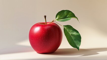 Vibrant Ripe Red Apple on a Bright Wooden Table Surface
