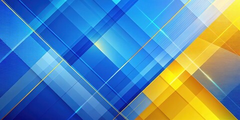 Blue and yellow gradient geometric shape background with intersecting lines and shapes in a modern abstract style
