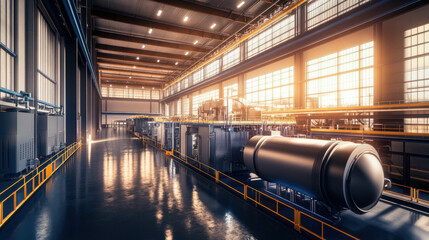 Obraz premium large industrial facility with energy efficient machinery and bright lighting
