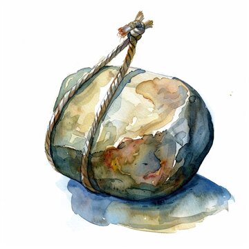 Clipart of a stone from Davids sling watercolor