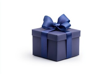 Obraz premium Blue gift box with bow perfect for birthdays holidays celebrations events present surprise wrapped gifts