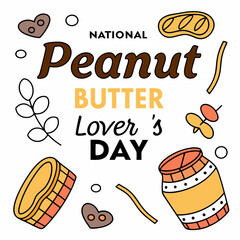 NATIONAL PEANUT BUTTER LOVER’S DAY silhouette vector