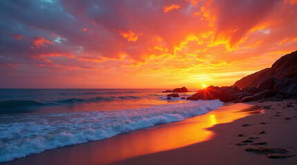 Scenic Coastal Sunset with Vibrant Colors