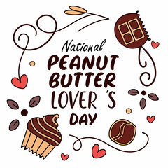 NATIONAL PEANUT BUTTER LOVER’S DAY silhouette vector