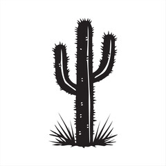 Silhouette Cactus isolated Vector Illustration on White Background