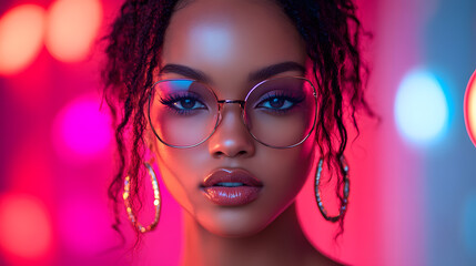 Fototapeta premium A stunning photography capturing a confident model posing in a sleek urban environment, dressed in high-fashion attire with dramatic lighting highlighting their features.