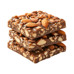 Almond Caramel Crunch Chocolate Covered Nuts Isolated on Transparent Background