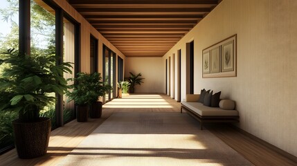 Obraz premium Sustainable Bamboo Flooring and Furnishings in Eco-Friendly Modern Interiors