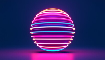 Obraz premium Vibrant neon sphere with swirling colors, perfect for backgrounds, digital design, and creative projects. A captivating visual element.