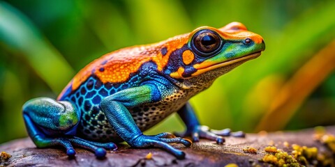 Obraz premium Vibrant Poison Dart Frog Skin Close-up with Bokeh - Macro Photography